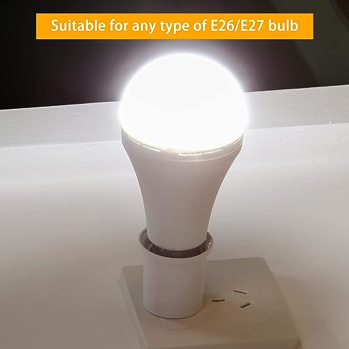 Srovil MKTBA (4Pack) E26/E27 Socket Adapter Converts Outlet To Lamp Socket, 660 Watt, 125 Volt,Ac Plug To E26 Two Outlet Light Socket Adapter,White1 thumb #6