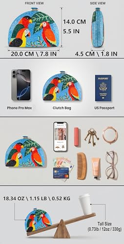 Image of Boutique De FGG Mini Parrot Evening Bags,Women Cocktail Crystal Clutch Bag,Prom Party Bird Handbags Rhinestone Clutch Purse