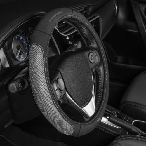 BDK Soft Mesh Grip Steering Wheel Cover Size (14.5-15.5") (SISW-8501-GR)