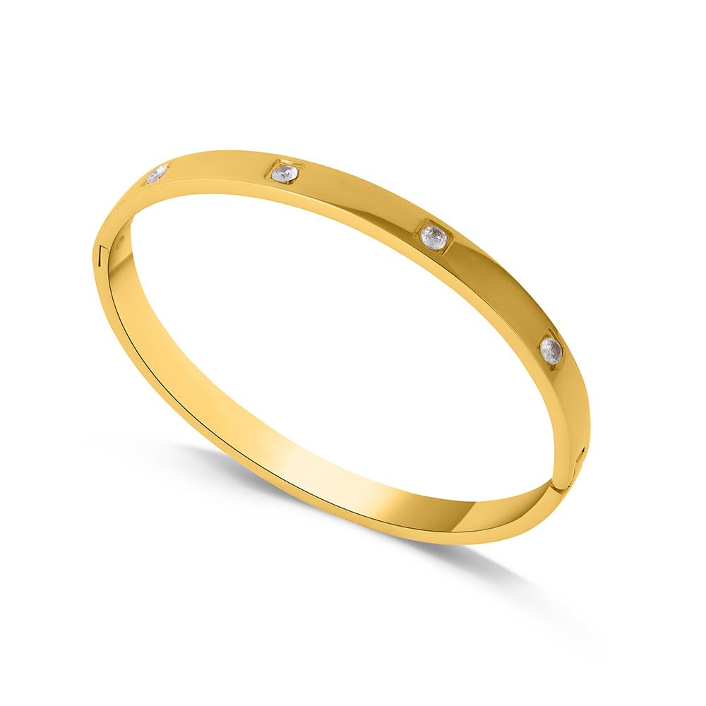Dazzling Stone Bangle Bracelet for Women - 18k Gold Plated Bracelets, Gift for Girls & Women | Waterproof & Anti Tarnish Bangle Bracelets-image-34