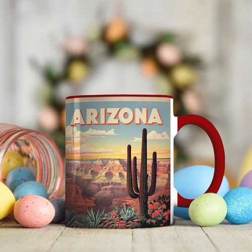 Taza de cerámica roja estilo desierto 15 oz miniatura 3