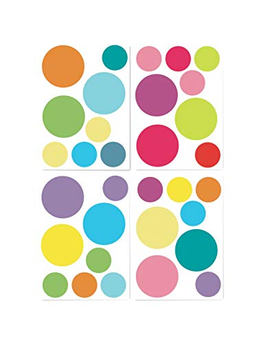 Sticker mural ronds couleurs aux nuances variées, 4 planches A4 d'autocollants géométriques mats. - 2