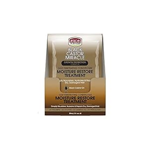 Image of African Pride black castor miracle moisture restore treatment 2oz 8packets