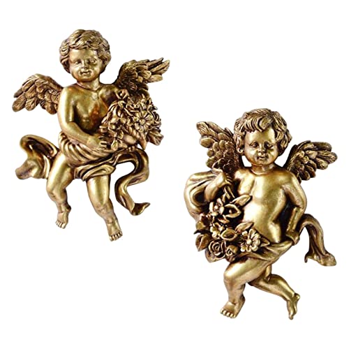 Statue d'ange gardien mural figurines chérubins poétiques lot de 2