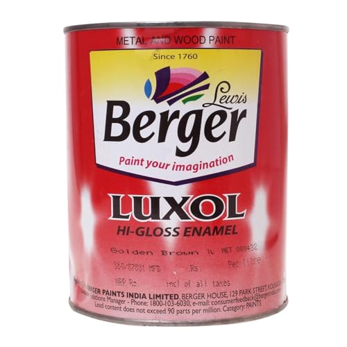 Image of Berger Luxol Hi Gloss Enamel Paint Golden Brown 4 Liter | Fast Drying & Easy to Apply | High Gloss Finish for Elegant Look | Ideal for Fresh Painting & Repainting | Durable Interior & Exterior Use