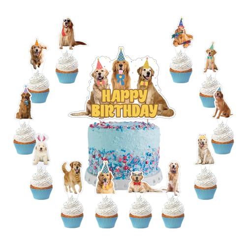25 Pcs Golden Retriever Kuchen Dekorationen Golden Retriever Kuchen Topper Cupcake Toppers für Golden Retriever Hund Geburtstag Dekorationen Golden Retriever Party Dekorationen