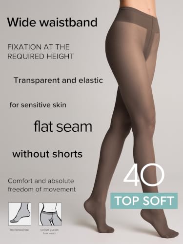 Image of Conte Tights for Sensitive Skin Sheer to Waist Hipster Low-Rise Pantyhose with Adjustable Belt, Top Soft 40 Den