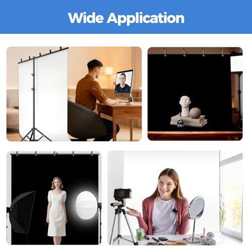 Kit Soporte con Fondo Fotográfico 6.5x5ft Negro y Blanco miniatura 6