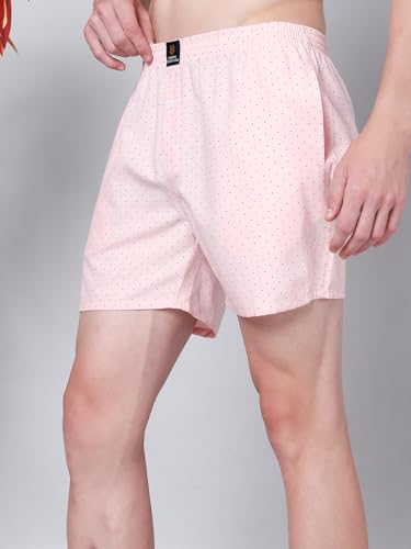 Image of Urban Scottish Men's Pack of 2 Cotton Printed Boxers with Side Pockets