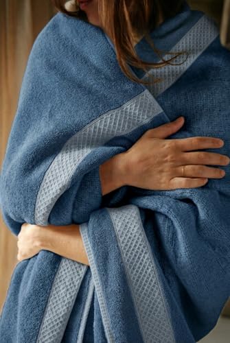 Image of NAKSH Bamboo Towels for Bath Large Size 550 GSM, Blue | Super Absorbent | Soft, Fluffy & Fade Resistant Color | Luxurious & Stylish | Machine Wash