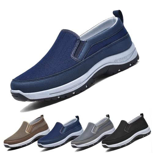 COITROZR Zapatillas Hombre Sin Cordones,Zapatillas Senderismo Hombre Transpirables Y Ligeras Con Soporte De Arco, Antideslizantes Para Caminar, Trekking Y Actividades Al Aire Libre(Blue 1,40 EU)