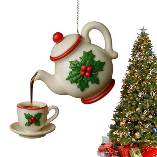 Juego De Adornos De Navidad Para Decoración De Árbol, Decoración De Tetera Acrílica 2d, Colgante De Bolsa Rústica, Decoración Del Hogar Para Interiores Y Exteriores