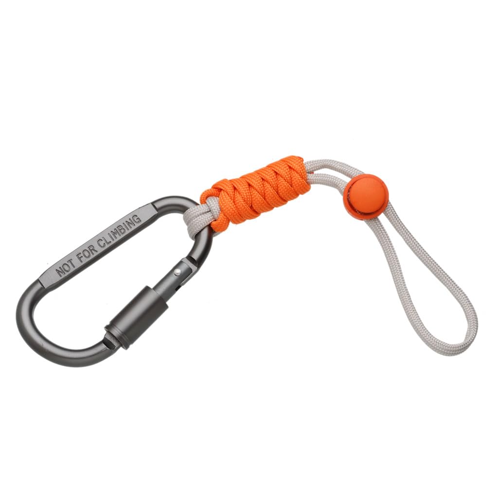 Harts Carabiner Paracord Key Ring, Durable Metal Construction, Strong Spring Action for Keys, Fobs and Tags (Orange)
