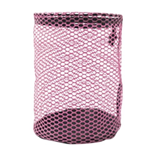 Fonowx Nylon Mesh Golf Ball Pouch Holder Stuff Sack Accessory with Cord Lock Closure for Washing Toys Lightweight Versatile Portable, Pink Small