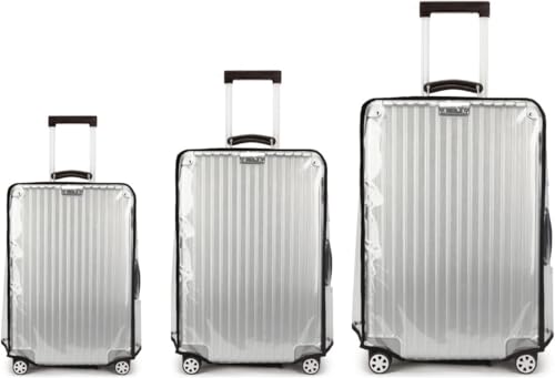 Image of Touristiano PVC Zippered Clear PVC Wheel Suitcase Covers Protectors Soft Side Waterproof Dustproof Case for Wheeled Luggage Trolley Protective Covers (Combo Small Medium and Large Pack of 3)