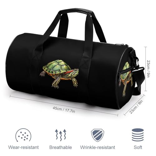 Red Eared Slider Turtle Gym Bag Lightweight Carry On Duffel Bag Athletic Sports Travel Bag Weekender Bag for Men Women2