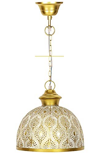 MAADES Orientalische Lampe Pendelleuchte Gold Afzal -2-32cm E27 Lampenfassung | Marokkanische Design Hängeleuchte… – Bild 3