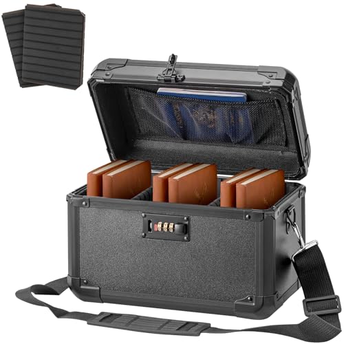 Aluminum Alloy Lock Box with Code, Lockable Storage Box for Medicine, Cash, Phone & Valuables – Childproof, Portable & Durable – 12.2 x 7.8 x 6.8 Inch Black – Home, Office, School Use Small-