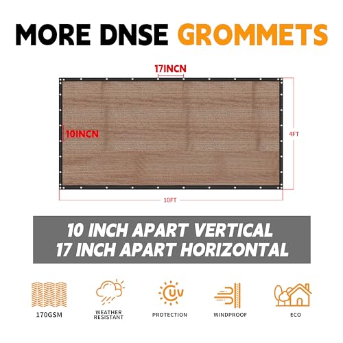 Mvpnet HK170 5' X 10' 90% Fence Privacy Screen 170Gsm Mocha/Black Fence Covering Heavy Duty Privacy thumb #3