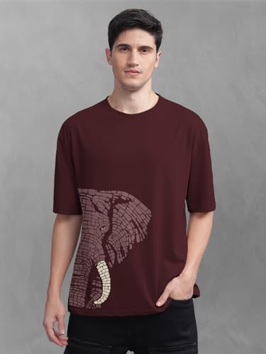 Image of BULLMER Trendy Front and Back Printed Oversized Round Neck T-Shirt for Men - Pack of 2