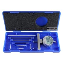 Accusize Industrial Tools - 0-22 inch Electronic Digital Depth Gauge, Inch/Metric/Fractional, 2 Extra Points for Small Hole Applications, P103-0188