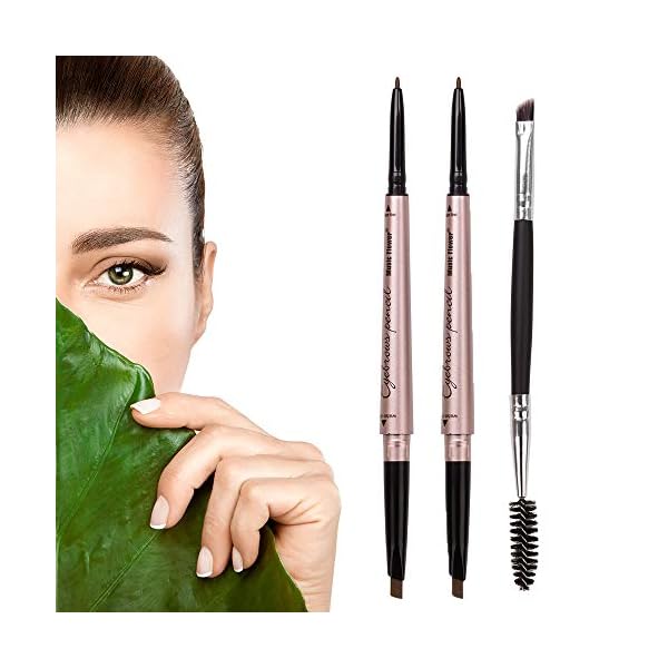 [ 2 Pack]Eyebrow Pencil, Waterproof Eyebrow Makeup with Dual Ends, Professional Brow Enhancing Kit with Eyebrow Brush (Dark Brown #1)