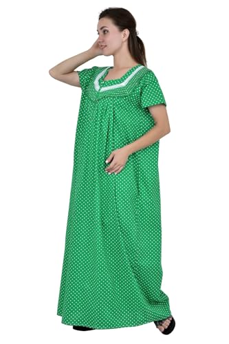Image of Onekbhalo Women's- Full Sleeves-Feeding- Nursing- Maternity Nighty /Maxi /Gown /Nightdress /Nightwear- Hosiery Cotton Fabric- Floral Print- Embroidery with Zip