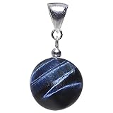 Anhänger blaue Tigerauge Katzenauge & 925 Silber Kugel dunkelblau glatt Damen