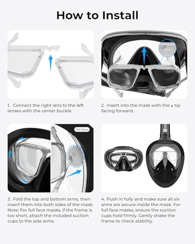 G2RISE Nearsighted Glasses for Snorkeling Masks, Optical Lens for Diving Goggles, Prescription Glasses for Adults/ Kids