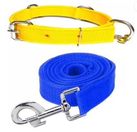 DRK Shopmart Pets Nylon Yellow Ghungroo Neck Collar Belt and Blue Leash with Adjustable Stainless Steel Hook Set Ideal for Training/Walking Dogs and Puppies (Small) (B0C27SDBTD) Amazon Price History, Amazon Price Tracker