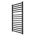 500mm(w) x 1165mm(h) "Denbigh" Black Designer Central Heating Heated Towel Rail, Radiator, Warmer