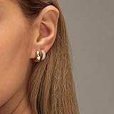 ALEXCRAFT Small Gold Huggie Hoop Earrings for Women Set of 4 Pairs hypoallergenic Gold Diamond Earring Cubic Zirconia Hoops Earing