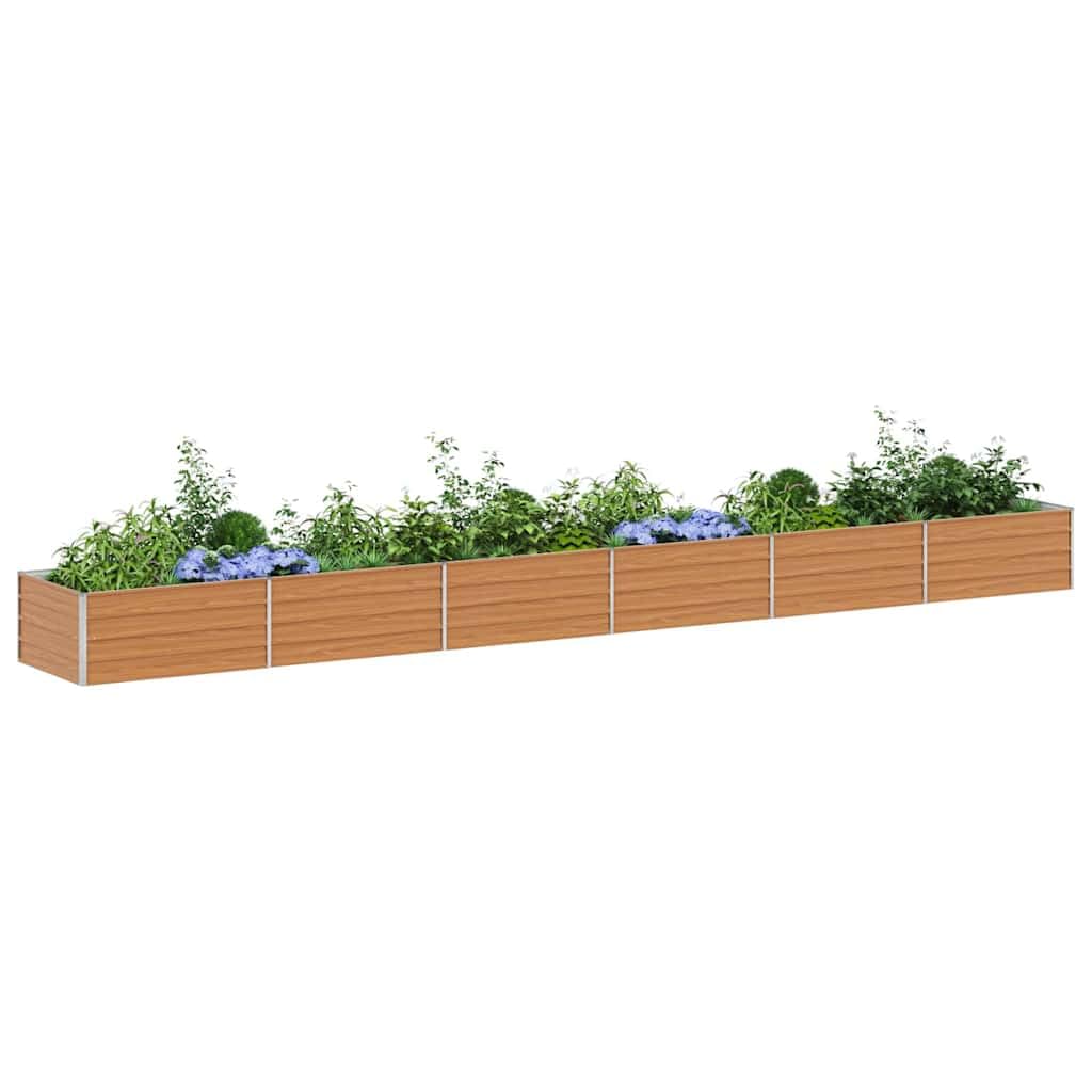 vidaXL Hochbeet Hellbraun 600 x 80 x 45 cm Verzinkter Stahl, Garten und Terrasse, Stabiler Metall-Wannen-Kübel, Hochbeet, Pflanzenbox für Outdoor-Kräuter und Blumen
