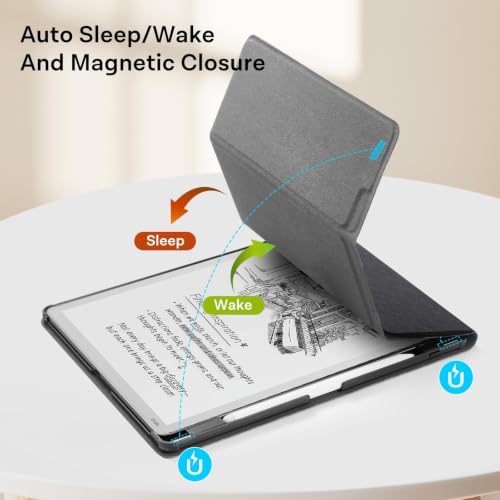 Image of CoBak Case for 11 inch Kindle Scribe 3rd Generation 2025, Kindle Scribe Colorsoft with Two Viewing Angles - All New PU Leather Cover with Auto Sleep Wake, Pen Holder. Black
