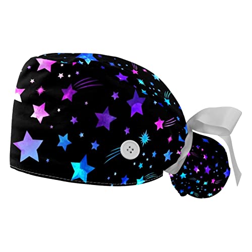 Chapeaux bouffants JDEZ motif étoiles de la galaxie lot de 2 casquettes de travail ajustables