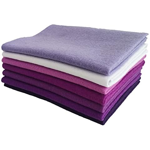 Qililandiy 7Pcs 1.4mm Thick Soft Felt Fabric Sheet Assorted Colors Felt Pack DIY Craft Sewing Squares Nonwoven Patchwork 45x45cm 7 Colors (Purple) Cover