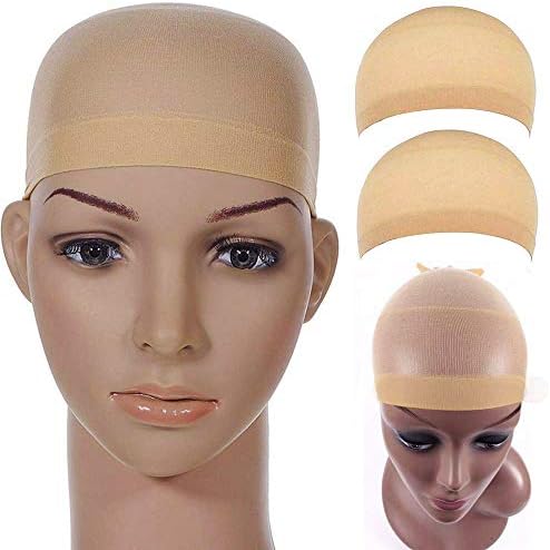 2 Pack Wig Cap Nylon Stocking Wig Caps for Women Beige