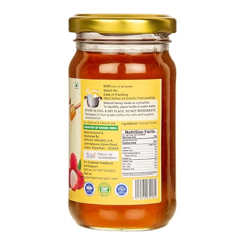 Image of Shiva Organic Raw Litchi Honey 250g | 100% Pure NMR Tested | Raw and Unprocessed