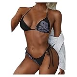 Fannyfuny Damen Bikini Set Schnürung Bikini Bademode Sexy Halfter Zweiteiliger Badeanzug Swimsuit Strandbikini für Frauen