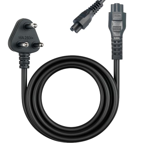 Round 3 Pin Plug Computer Power Cable, Type-M 250V 16A Older 3 Pin Plug UK to C5 Kettle Lead, IEC 60320 C13 Cloverleaf Power Cable, 5.9ft(1.8m) Power Cord Suitable for Old Style Sockets in the UK