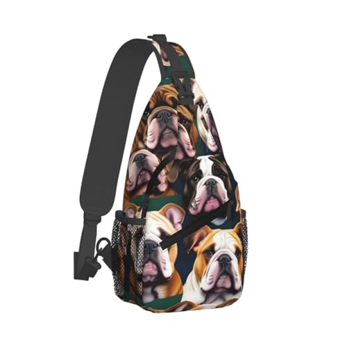 Mochila bandolera con diseño Bulldog inglés para trekking miniatura 2