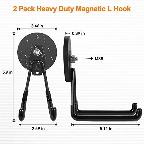 Enuoda Strong Magnetic Hooks Heavy Duty 2 Pack Large Magnet Hooks Garage Storage Hook Utility Magnet Hooks For Hanging Yard Tools Bicycle Power Tools Organizer Outdoor Indoor (D88,40Lbs) #TOP5
