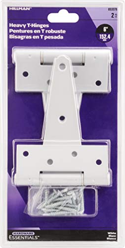 Hardware Essentials 853378 Heavy Duty T-Hinges - White 6" 2-Pack #TOP1