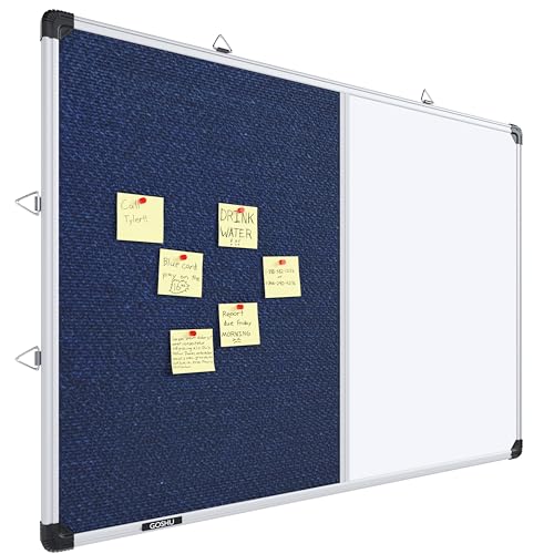 Image of GOSHU Combination White Board 6 feet x4 feet & Blue Pin-Up Notice Board, 6x4 Ft. | Non-Magnetic Dual Board for Home, Office & School (Blue, 6x4 feet, Pack of 1 Item)