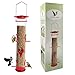 Bird Feeder Hanging Classic Tube Hanging Feeders with 6 Feeding Ports Premium Hard Plastic with Steel Hanger Waterproof and Water Resistant Great for Attracting Birds Outdoors Garden (Red -1 Pack)