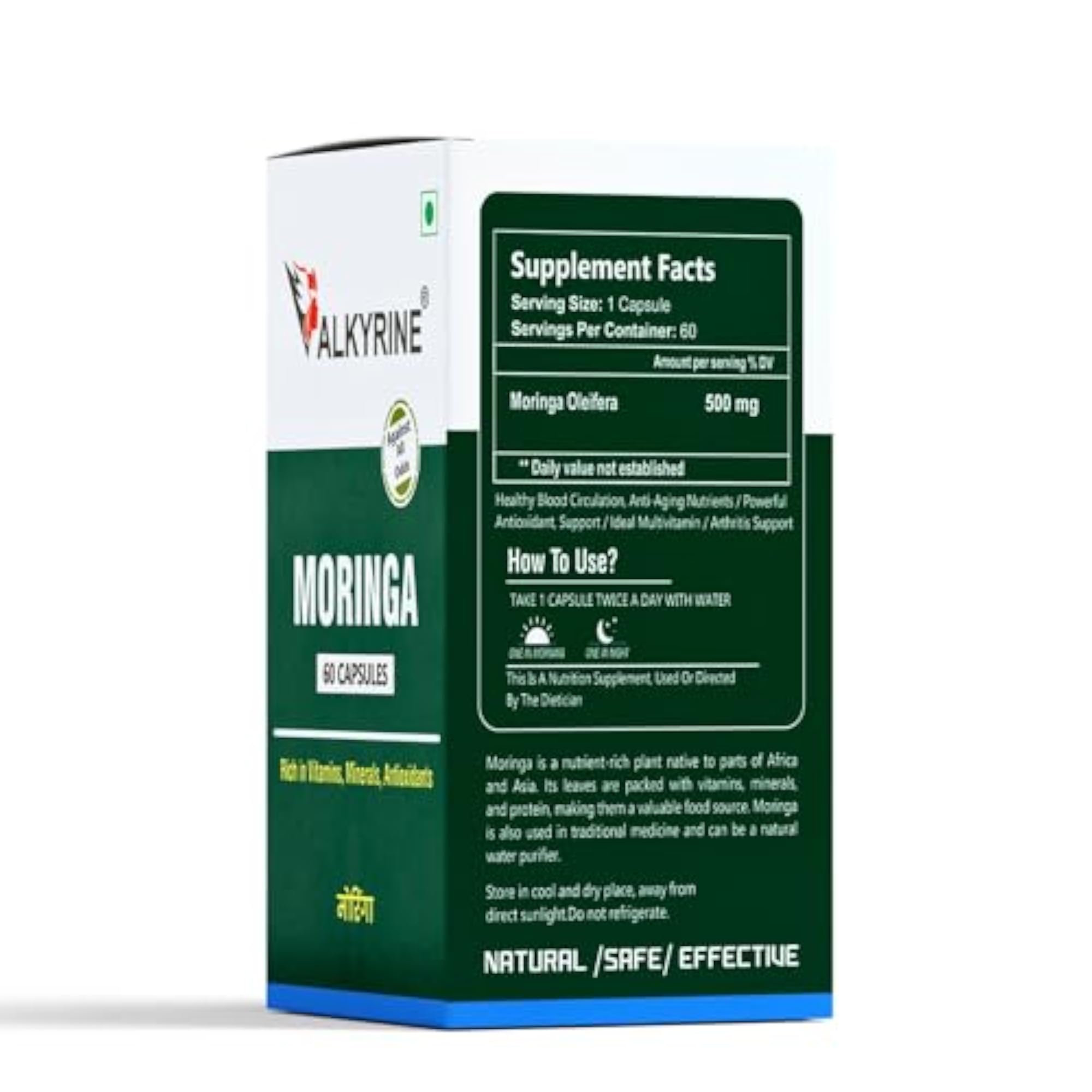 Organic Moringa Capsules, Energy & Nutritional Boost