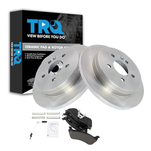 Image of TRQ Rear Brake Pad and Rotor Set Ceramic Rotors | For 1998-2003 Mercedes-Benz ML320 2003-2005 ML350 1999 ML430