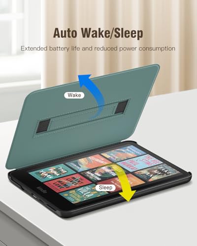 MoKo Case for 7" Ebook Reader(12th Gen 2024) and Colorsoft Signature Edition 2024, Lightweight Shell Cover with Hand Strap Auto Wake/Sleep, Not fit Kobo Aura 2/Remarkable, Turquoise - Thumbnail 6