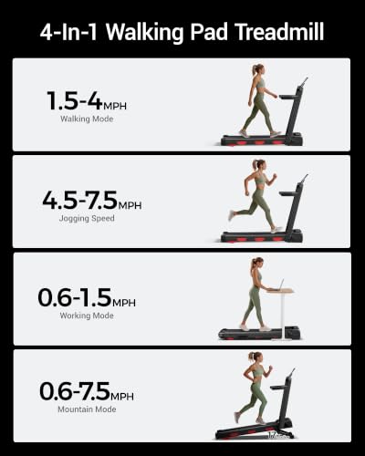 Image of 17% Auto Incline Walking Pad Treadmill with 12-Level, 43″ High Armrests