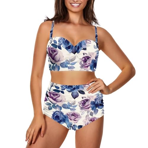 YEXIATODO Romantic Tower Bikini Set for Women Drawstring Adjustable Strap Bikini Thong Sets Trendy Sexy Swimsuits Cute Two Piece Sexy Bathing Suit Stretchy Suitable for All Body Types-M